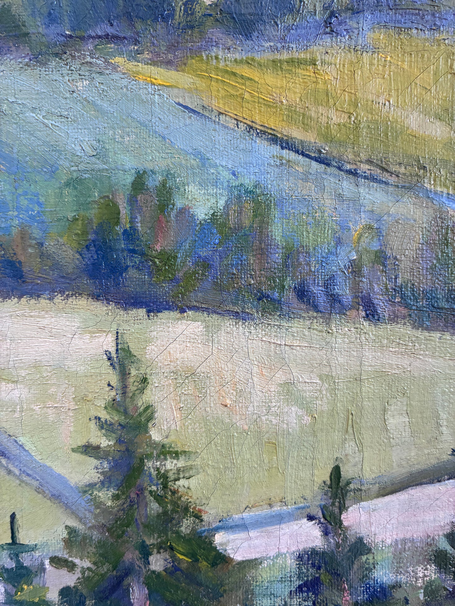 Vintage Original Landscape Oil Painting, Countryside Art