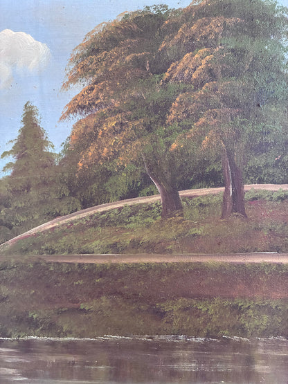 Vintage Original Landscape Oil Painting, Signed Countryside Art, c. 1930