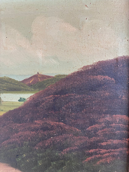 Vintage Original Landscape Oil Painting, Signed Countryside Cottage Art