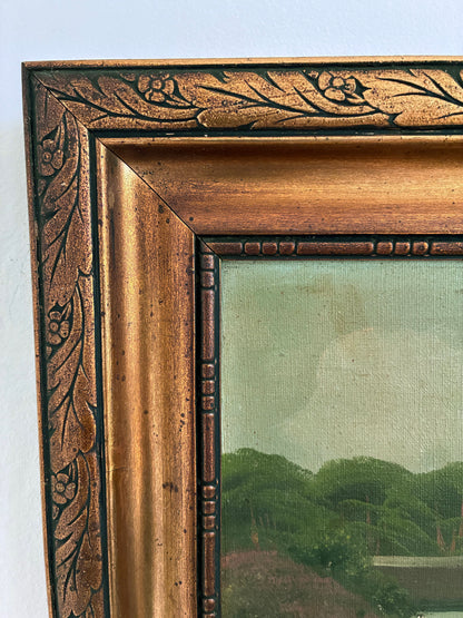 Vintage Original Landscape Oil Painting, Signed Countryside Cottage Art