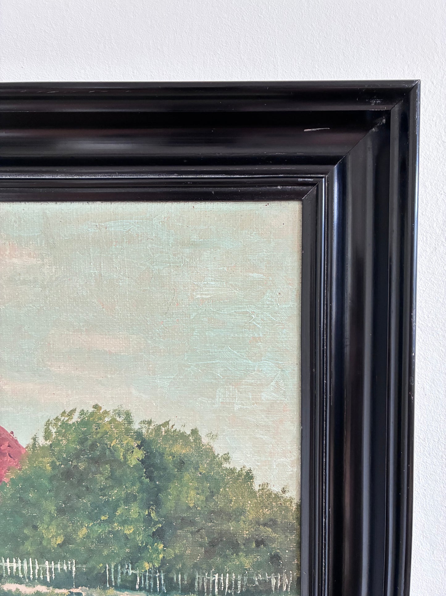 Vintage Original Landscape Oil Painting, Signed Farmhouse Art