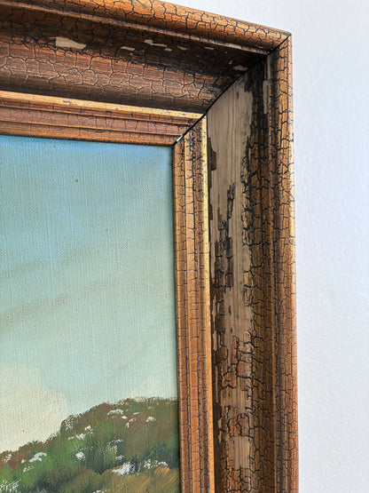 Vintage Original Large Landscape Oil Painting, Signed Countryside Art