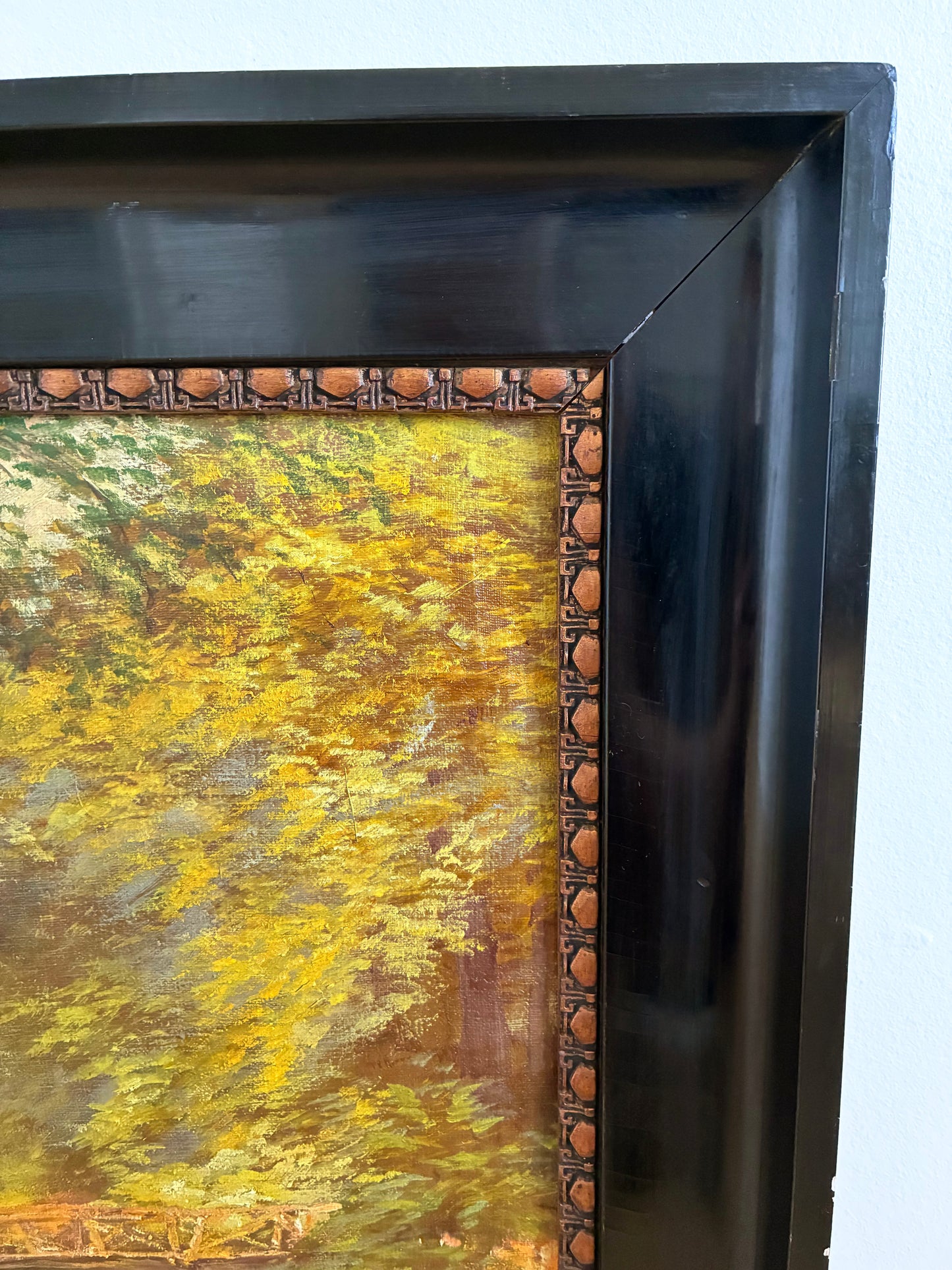 Vintage Original Oil Painting Forest Landscape