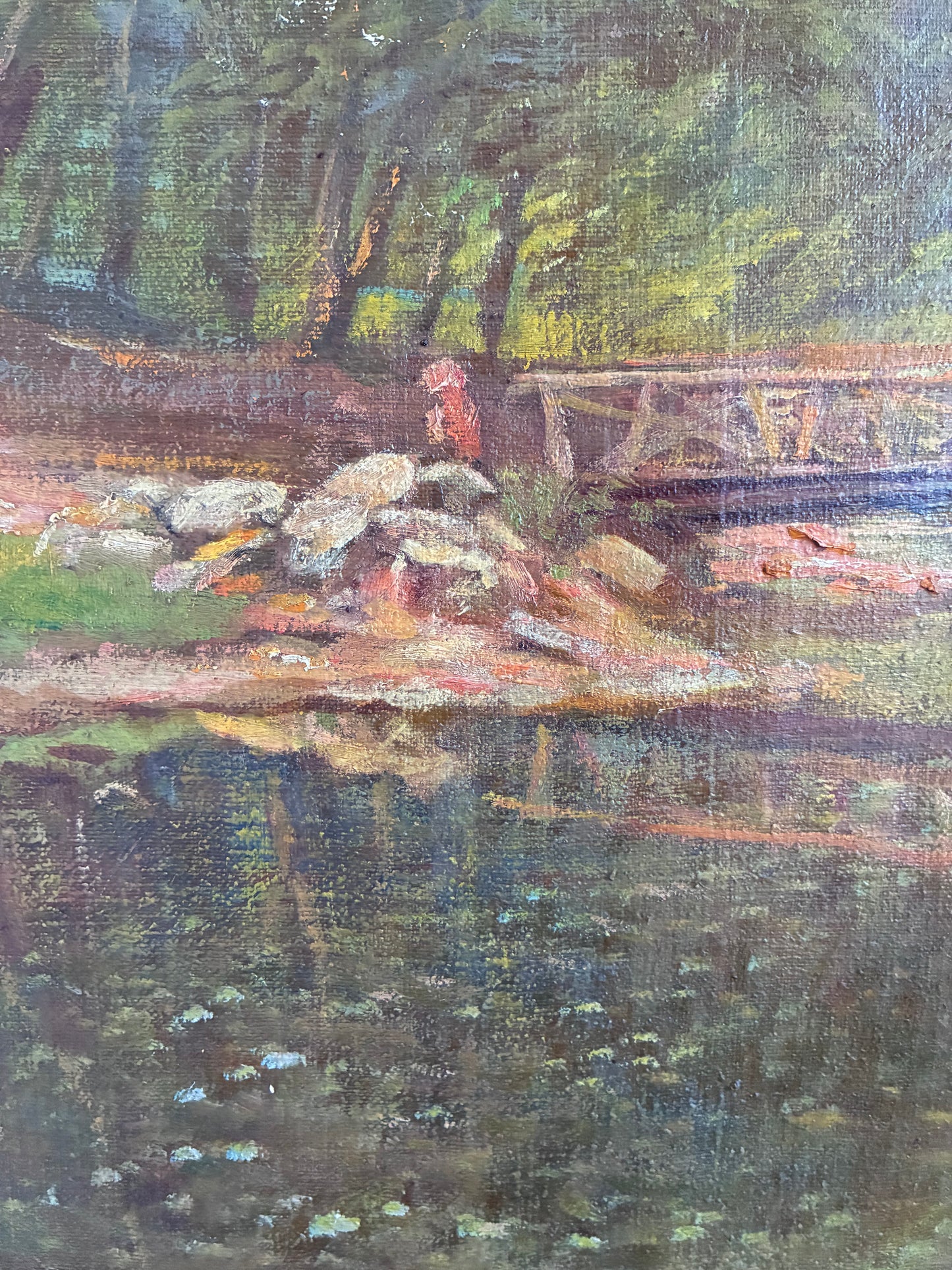 Vintage Original Oil Painting Forest Landscape