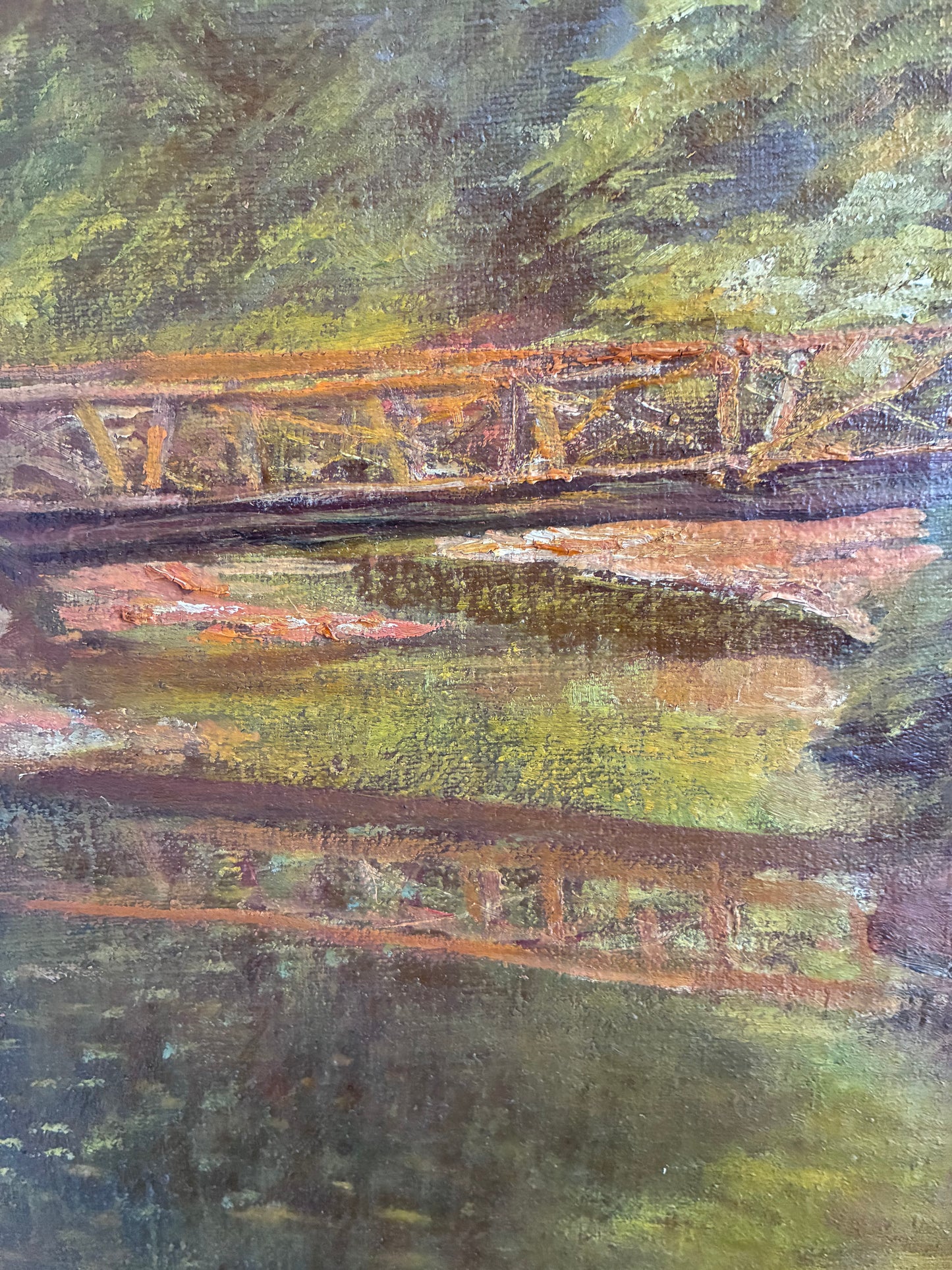 Vintage Original Oil Painting Forest Landscape