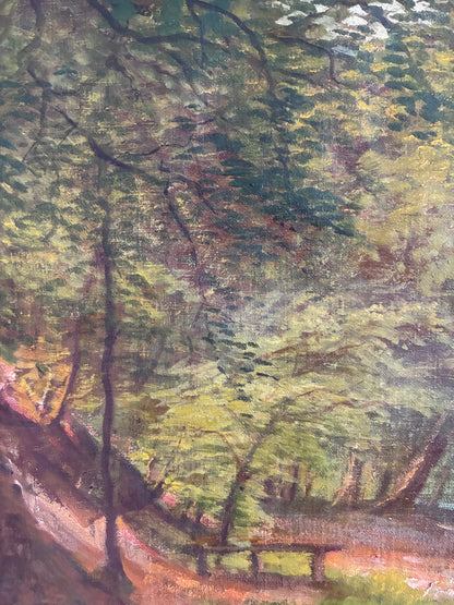 Vintage Original Oil Painting Forest Landscape
