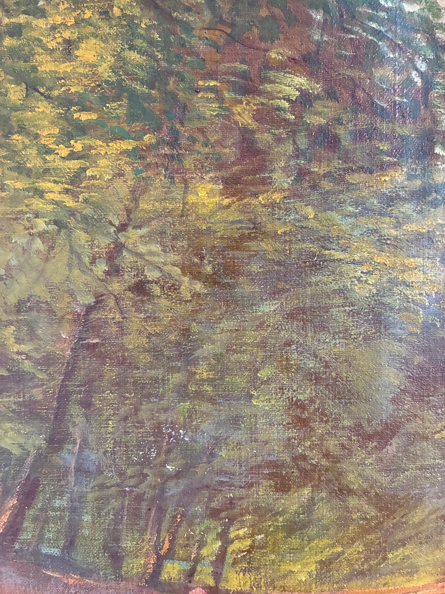 Vintage Original Oil Painting Forest Landscape