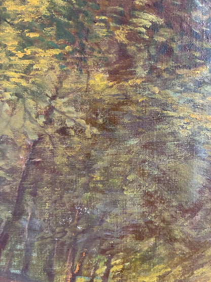Vintage Original Oil Painting Forest Landscape