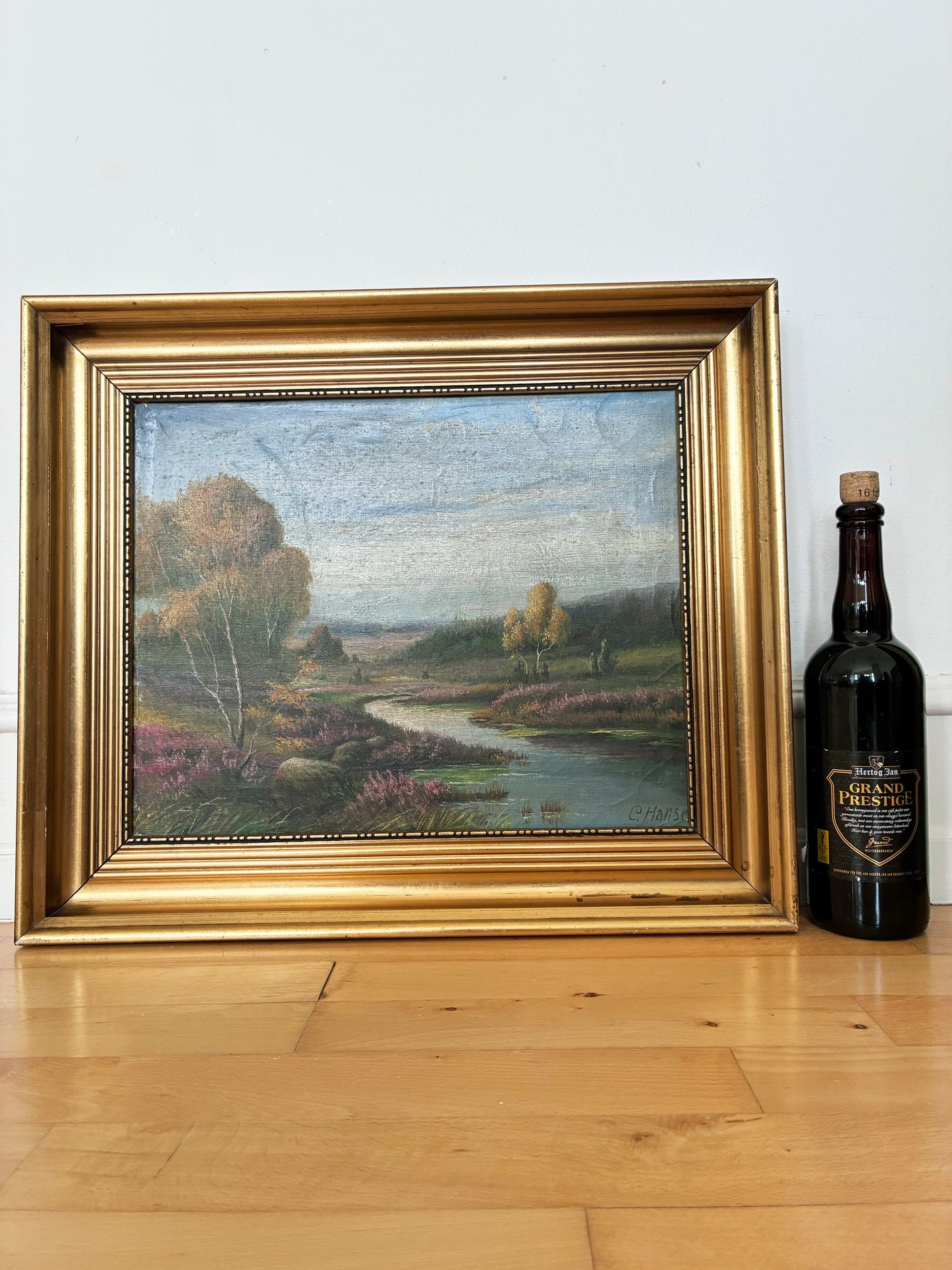 Vintage Original River Landscape Oil Painting