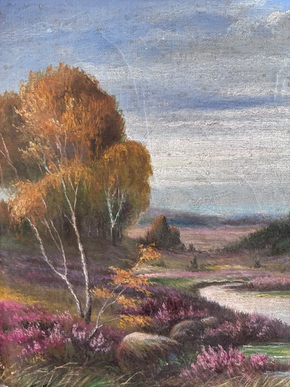 Vintage Original River Landscape Oil Painting