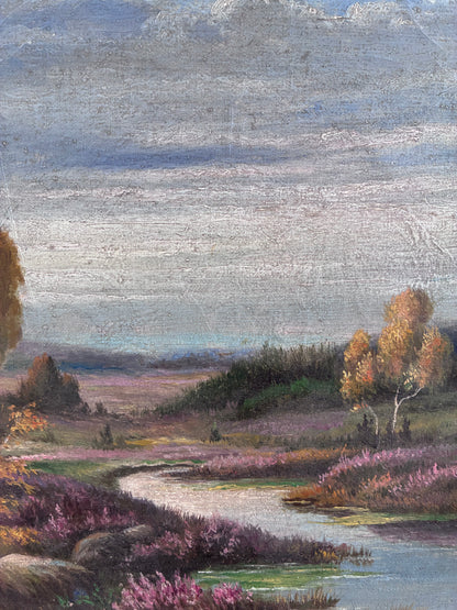 Vintage Original River Landscape Oil Painting