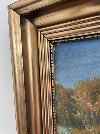 Vintage Original River Landscape Oil Painting