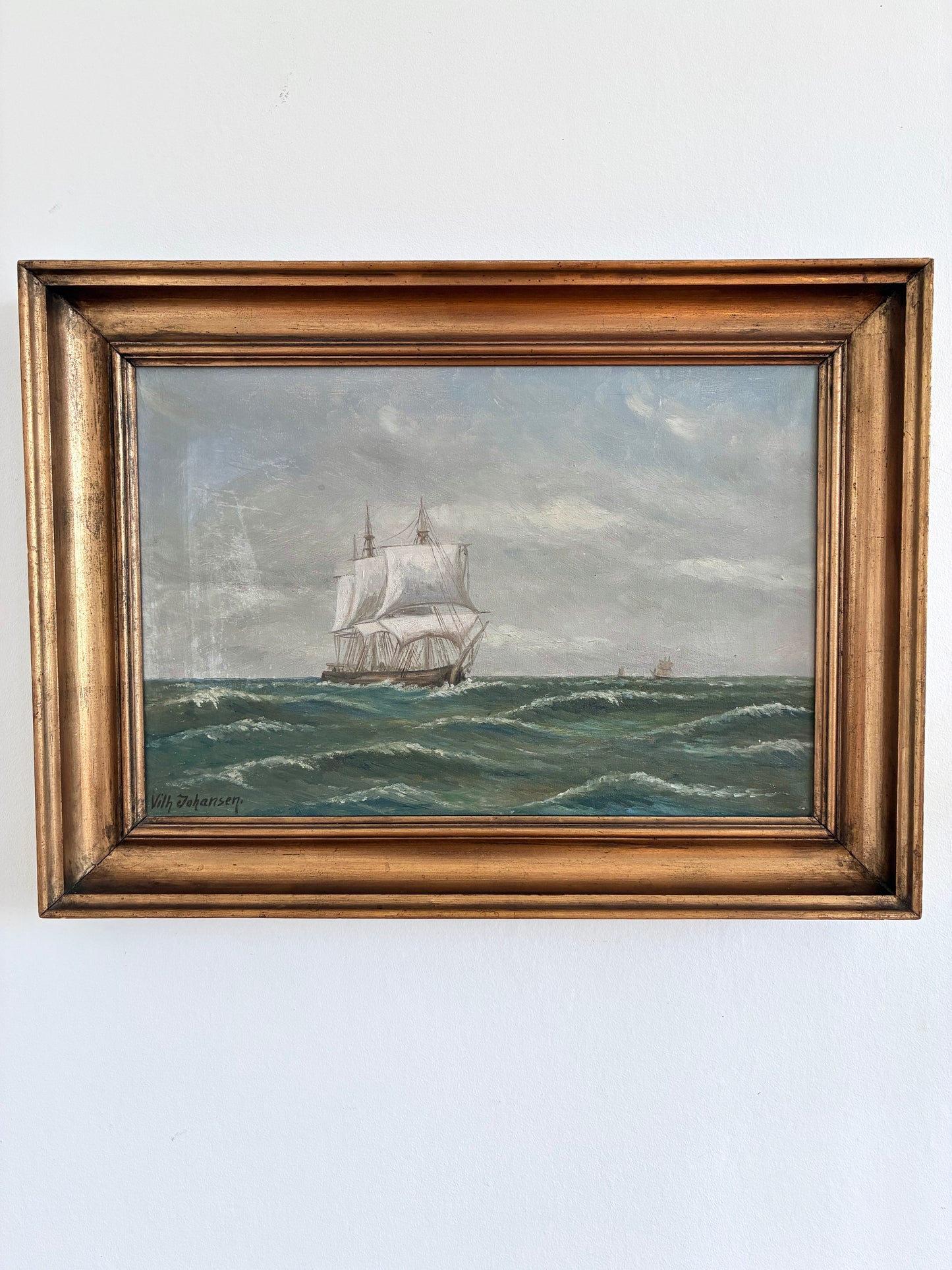Vintage Original Seascape Oil Painting, Signed Coastal Landscape