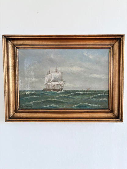 Vintage Original Seascape Oil Painting, Signed Coastal Landscape