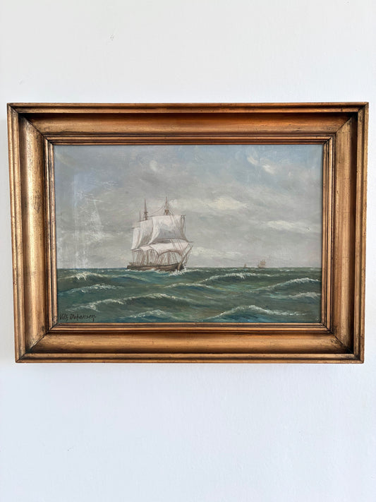 Vintage Original Seascape Oil Painting, Signed Coastal Landscape