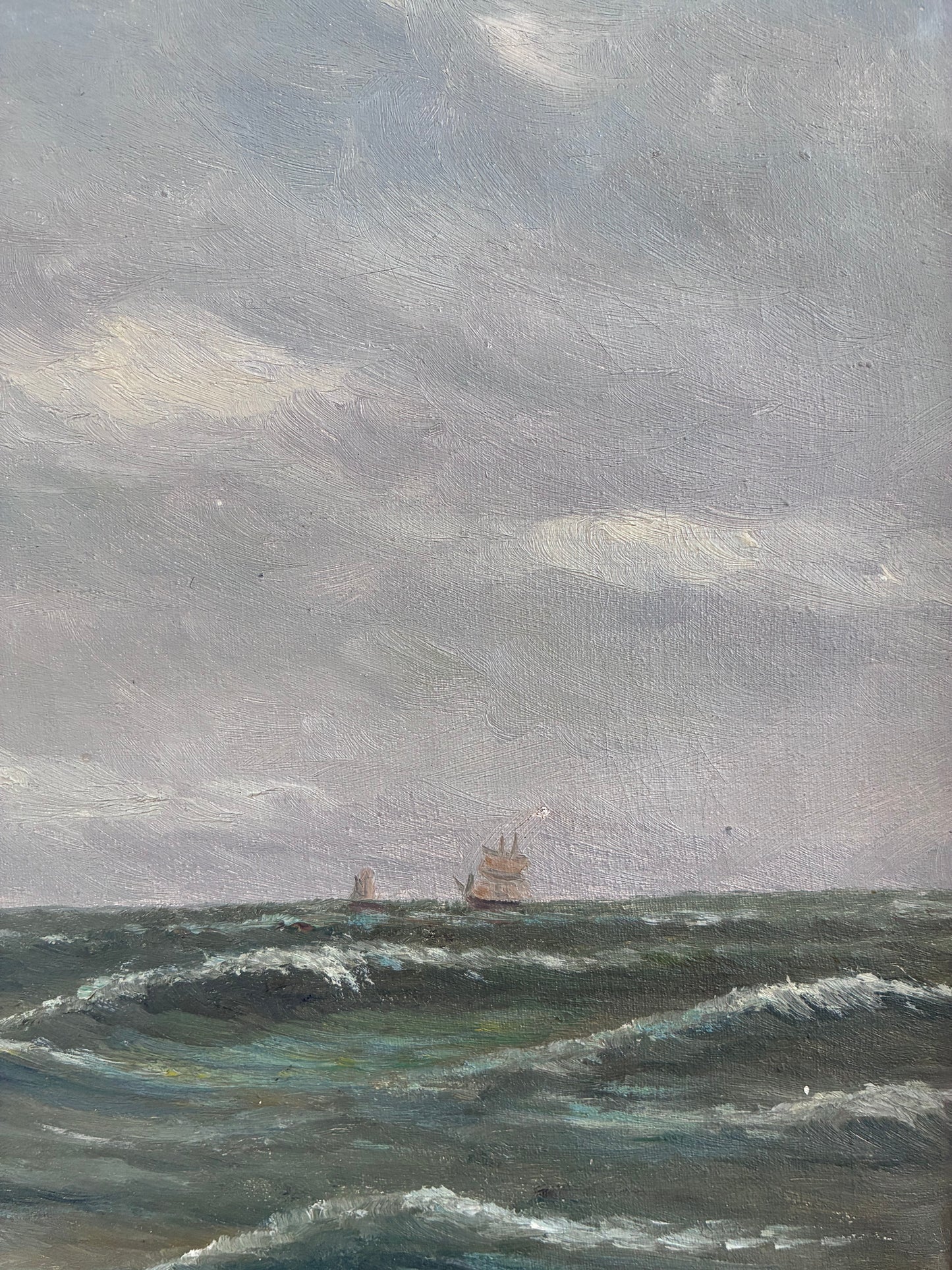 Vintage Original Seascape Oil Painting, Signed Coastal Landscape