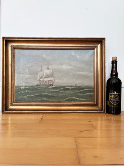 Vintage Original Seascape Oil Painting, Signed Coastal Landscape