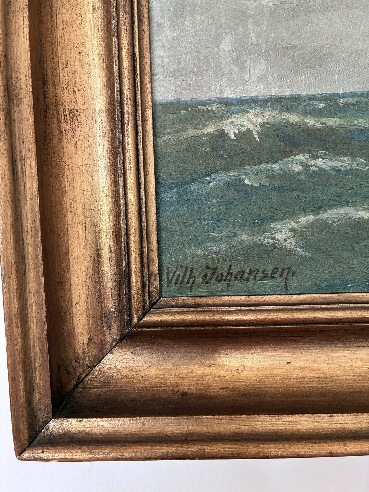 Vintage Original Seascape Oil Painting, Signed Coastal Landscape