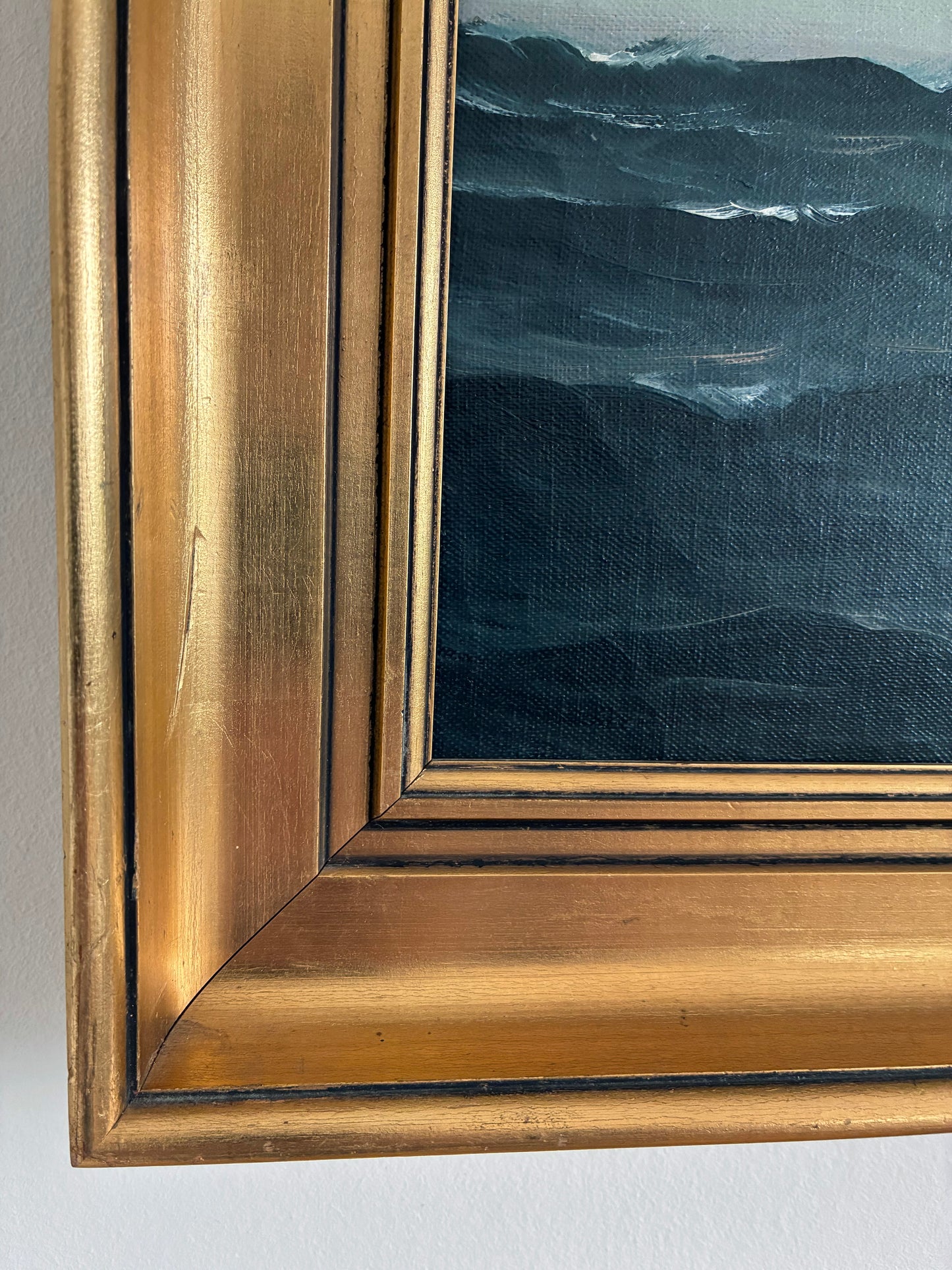 Vintage Original Seascape Oil Painting, Signed Sailing Ship Art