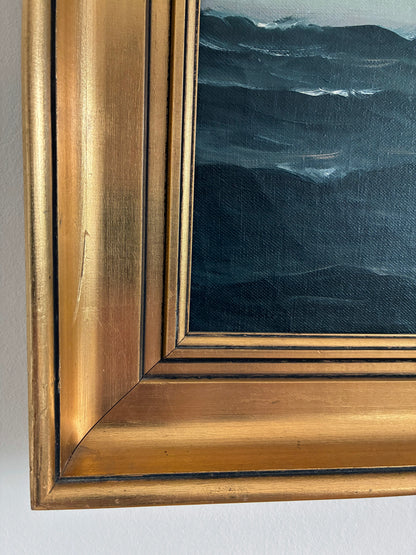 Vintage Original Seascape Oil Painting, Signed Sailing Ship Art