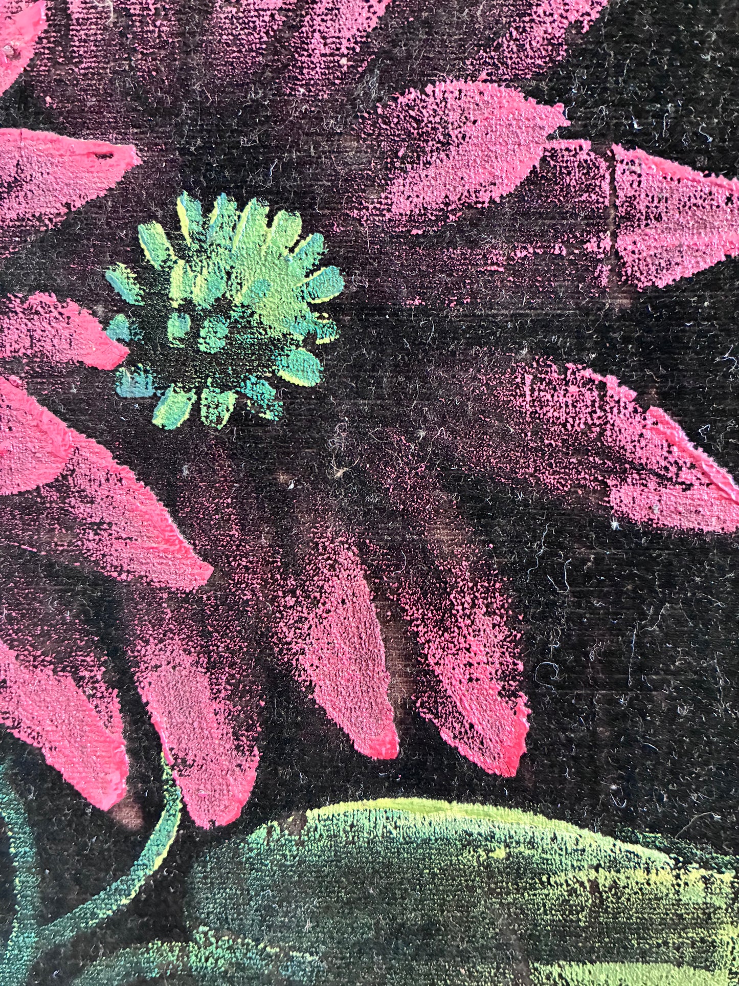 Vintage Original Velvet Flower Oil Painting, Framed Red Floral Still Life Wall Art