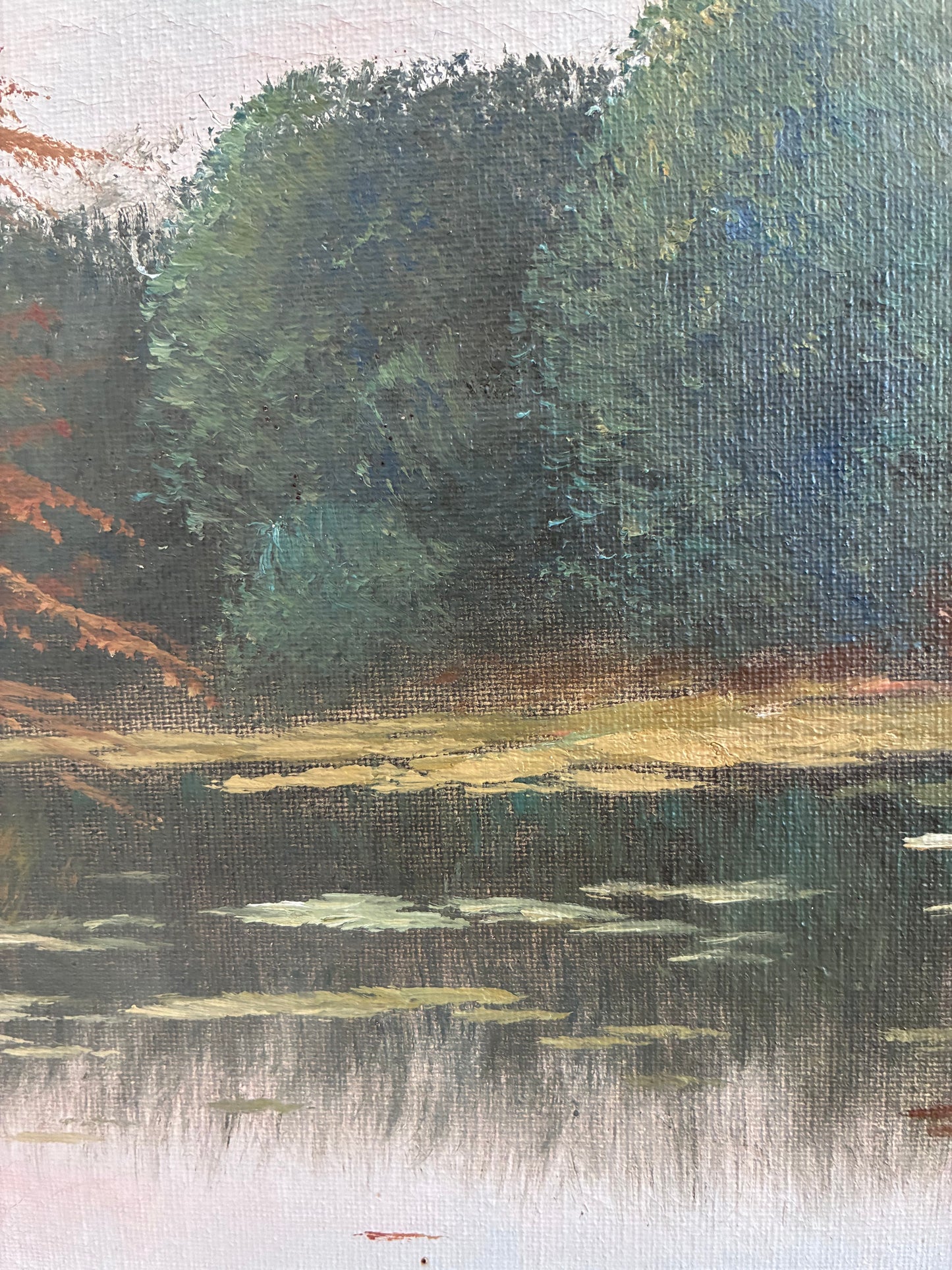 Vintage Original Landscape Oil Painting, Signed Farmhouse Art