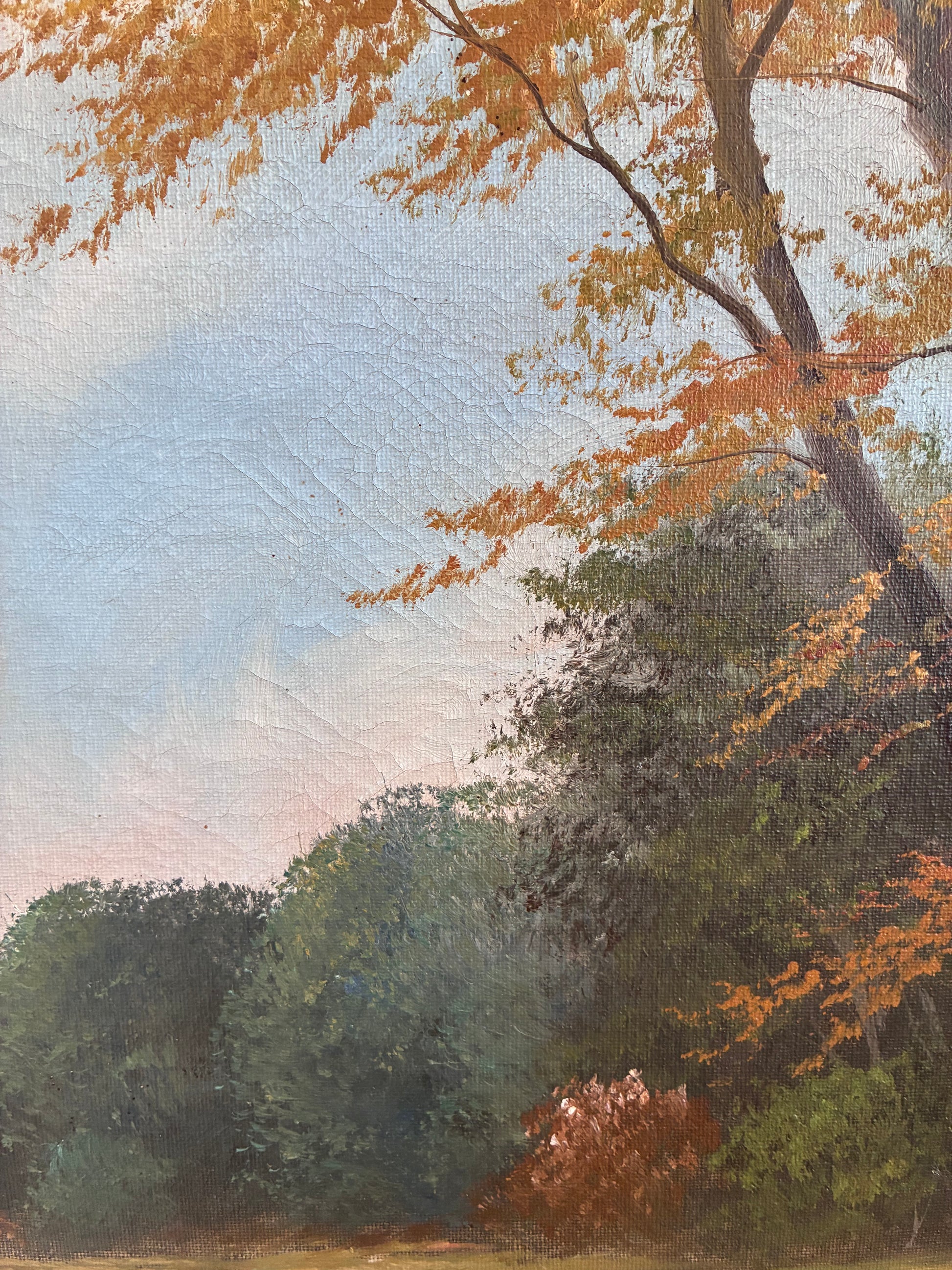 Vintage Original Landscape Oil Painting, Signed Farmhouse Art