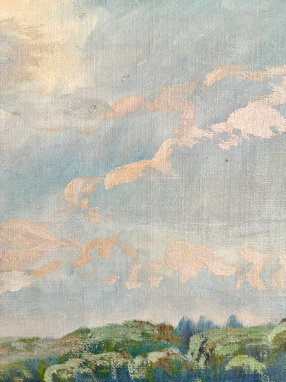 Vintage Signed Horse Landscape Oil Painting