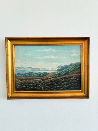 Vintage Signed Hills Landscape Oil Painting