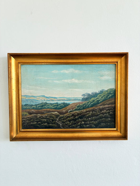 Vintage Signed Hills Landscape Oil Painting
