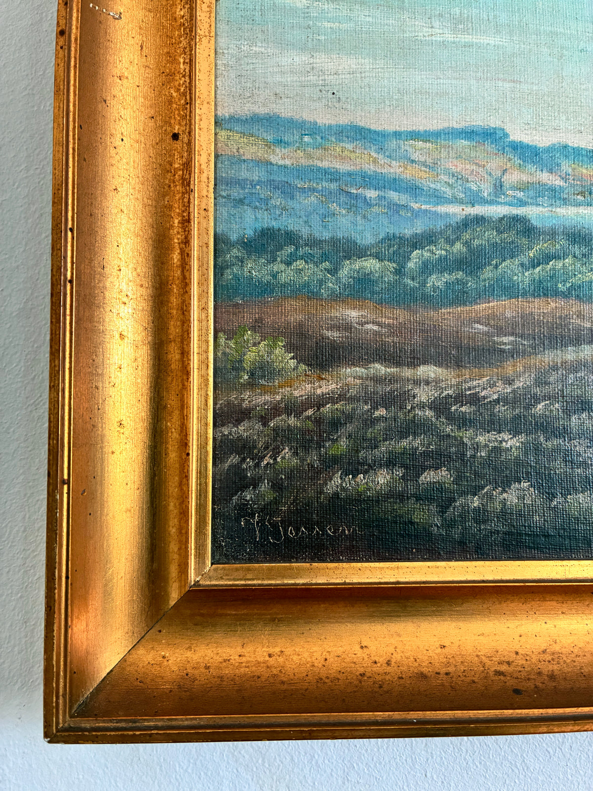 Vintage Signed Hills Landscape Oil Painting