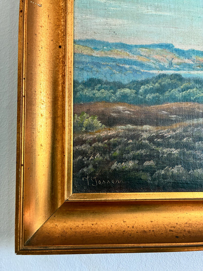 Vintage Signed Hills Landscape Oil Painting
