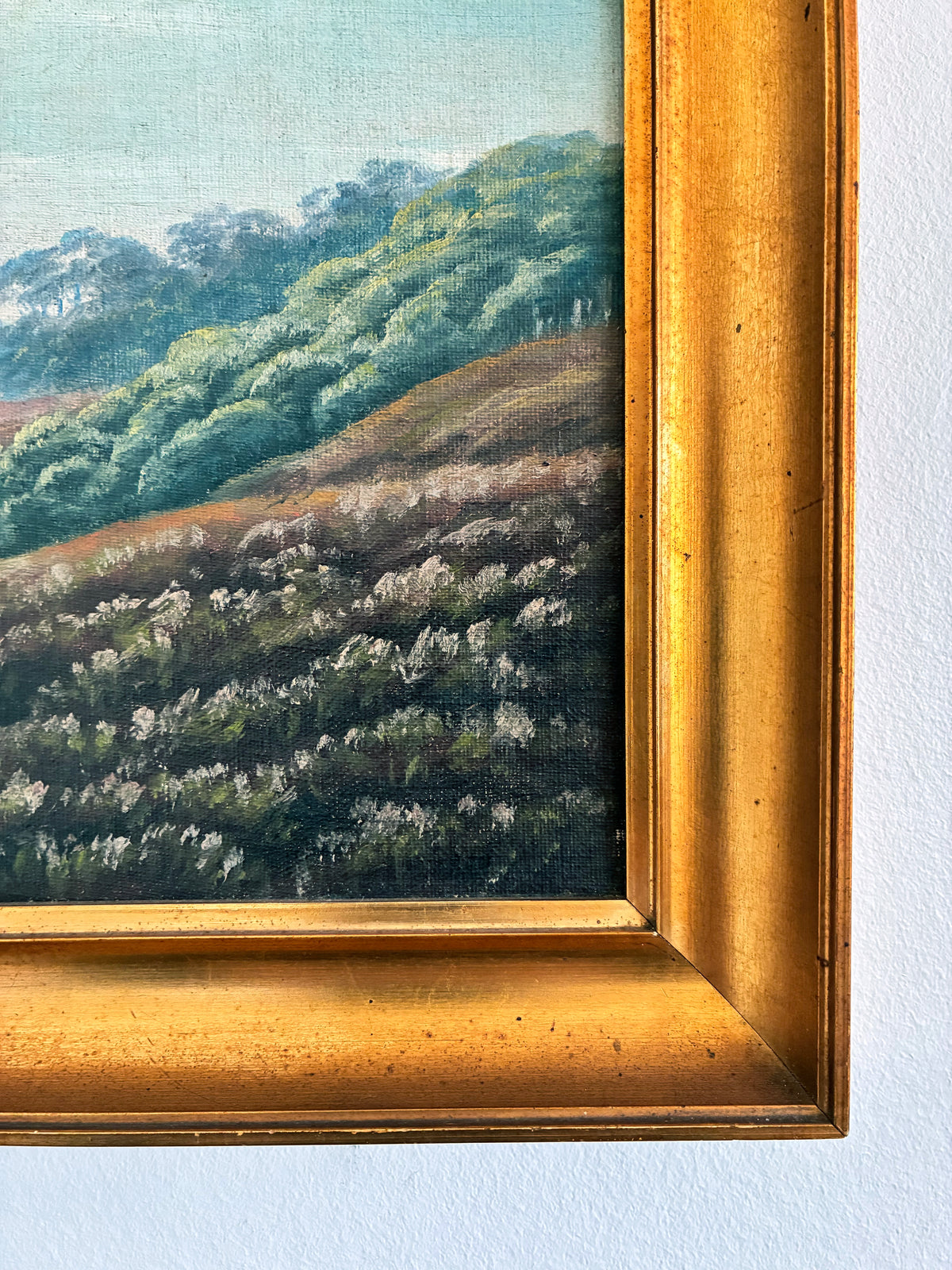 Vintage Signed Hills Landscape Oil Painting