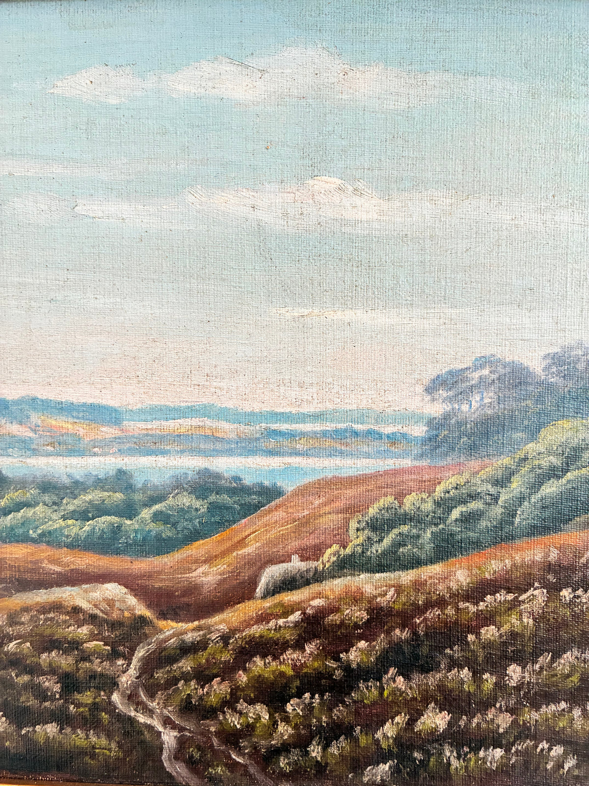 Vintage Signed Hills Landscape Oil Painting