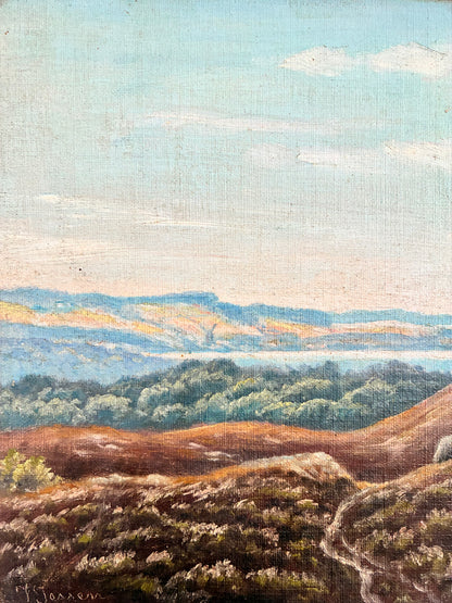 Vintage Signed Hills Landscape Oil Painting