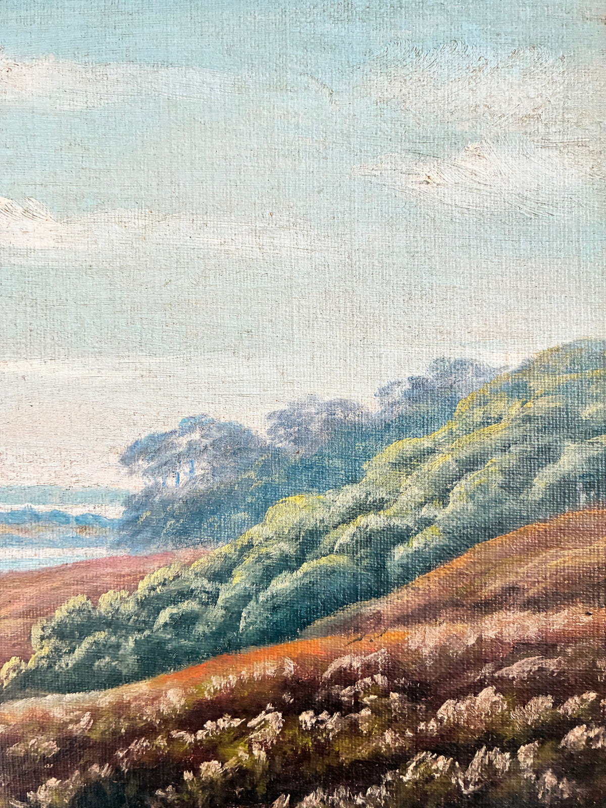 Vintage Signed Hills Landscape Oil Painting