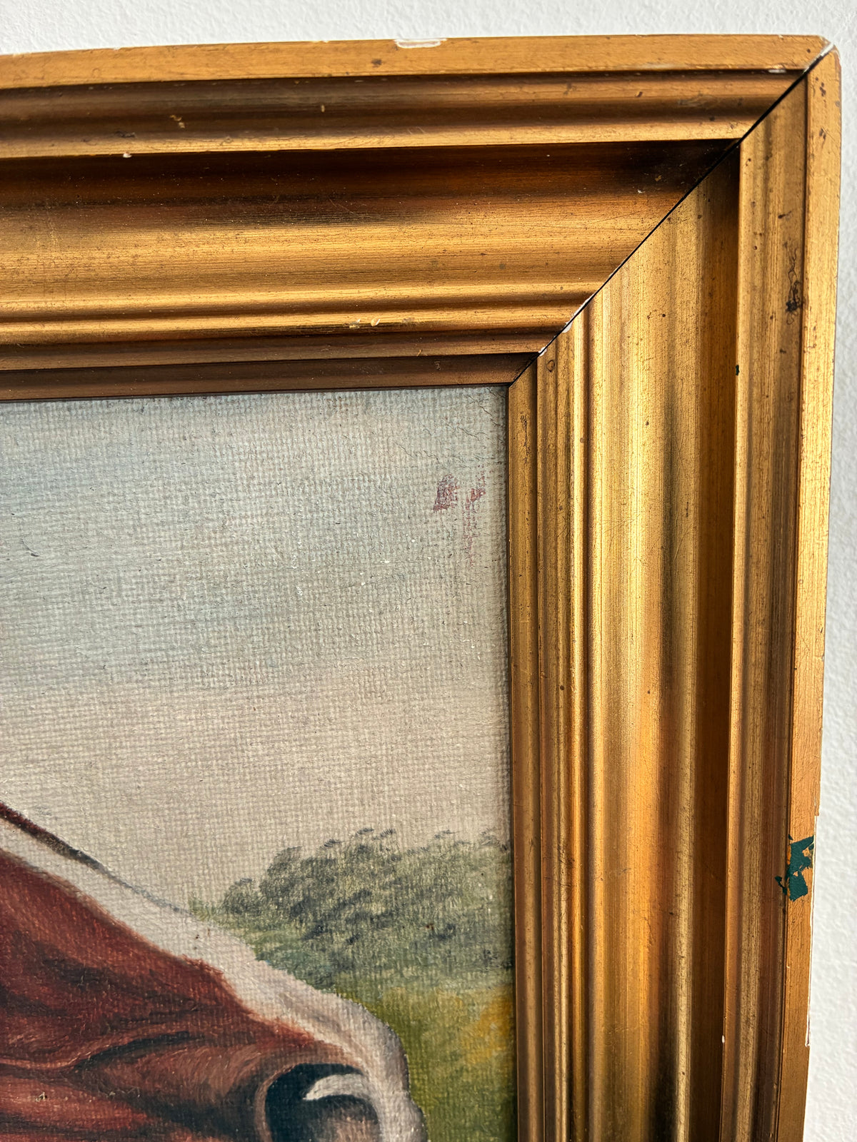 Vintage Signed Horse Portrait Oil Painting, 1936