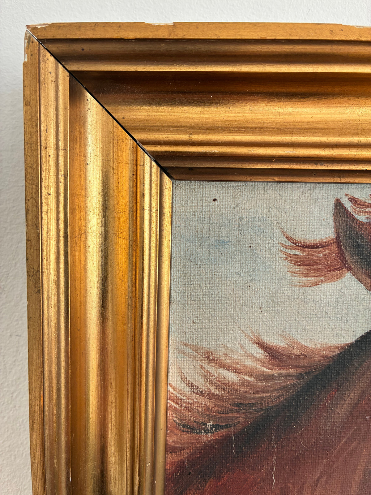 Vintage Signed Horse Portrait Oil Painting, 1936
