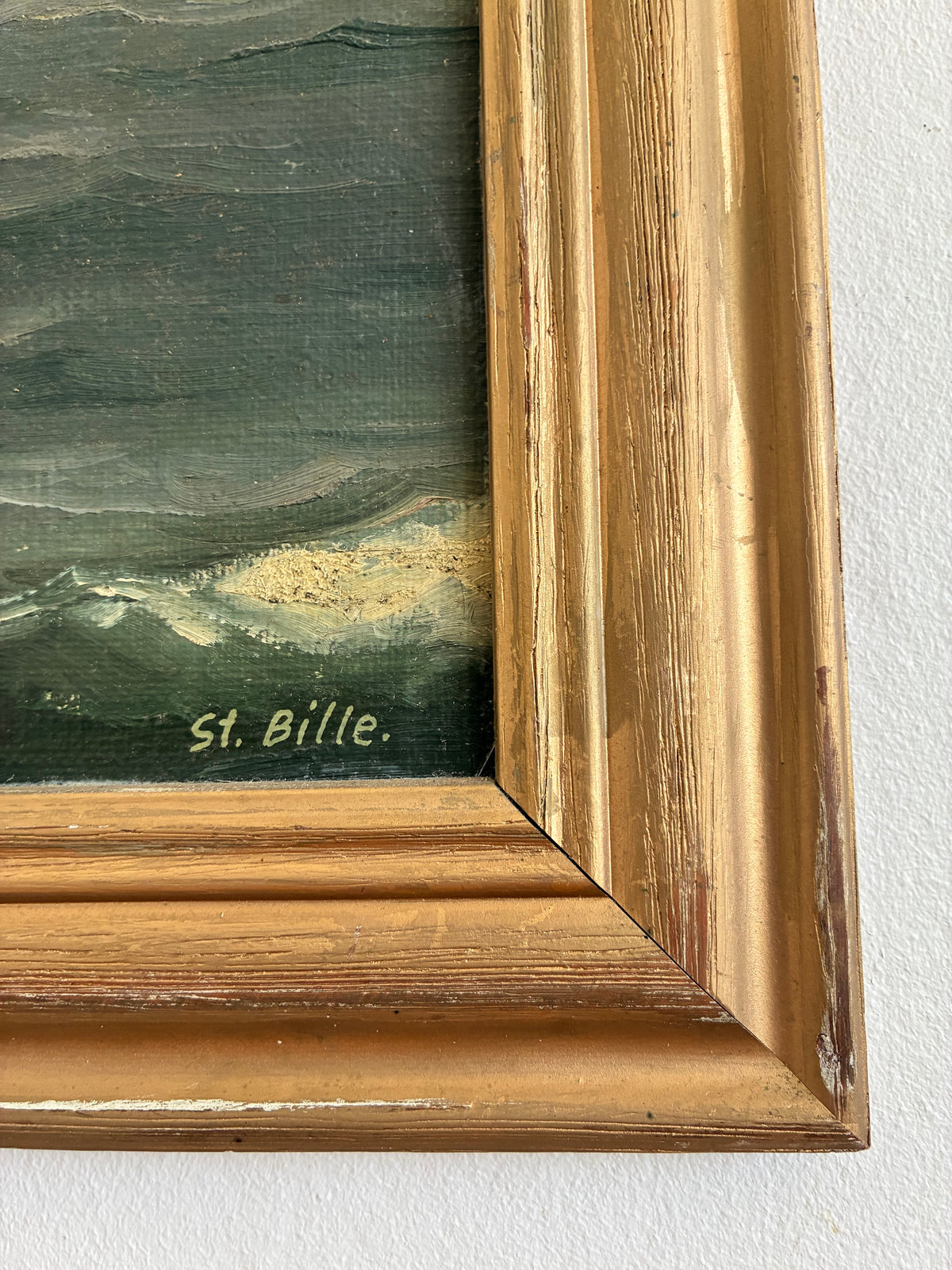 Vintage Signed Sailing Ship Seascape Oil Painting