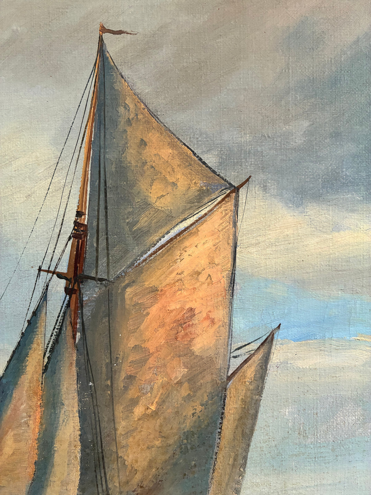 Vintage Signed Sailing Ship Seascape Oil Painting