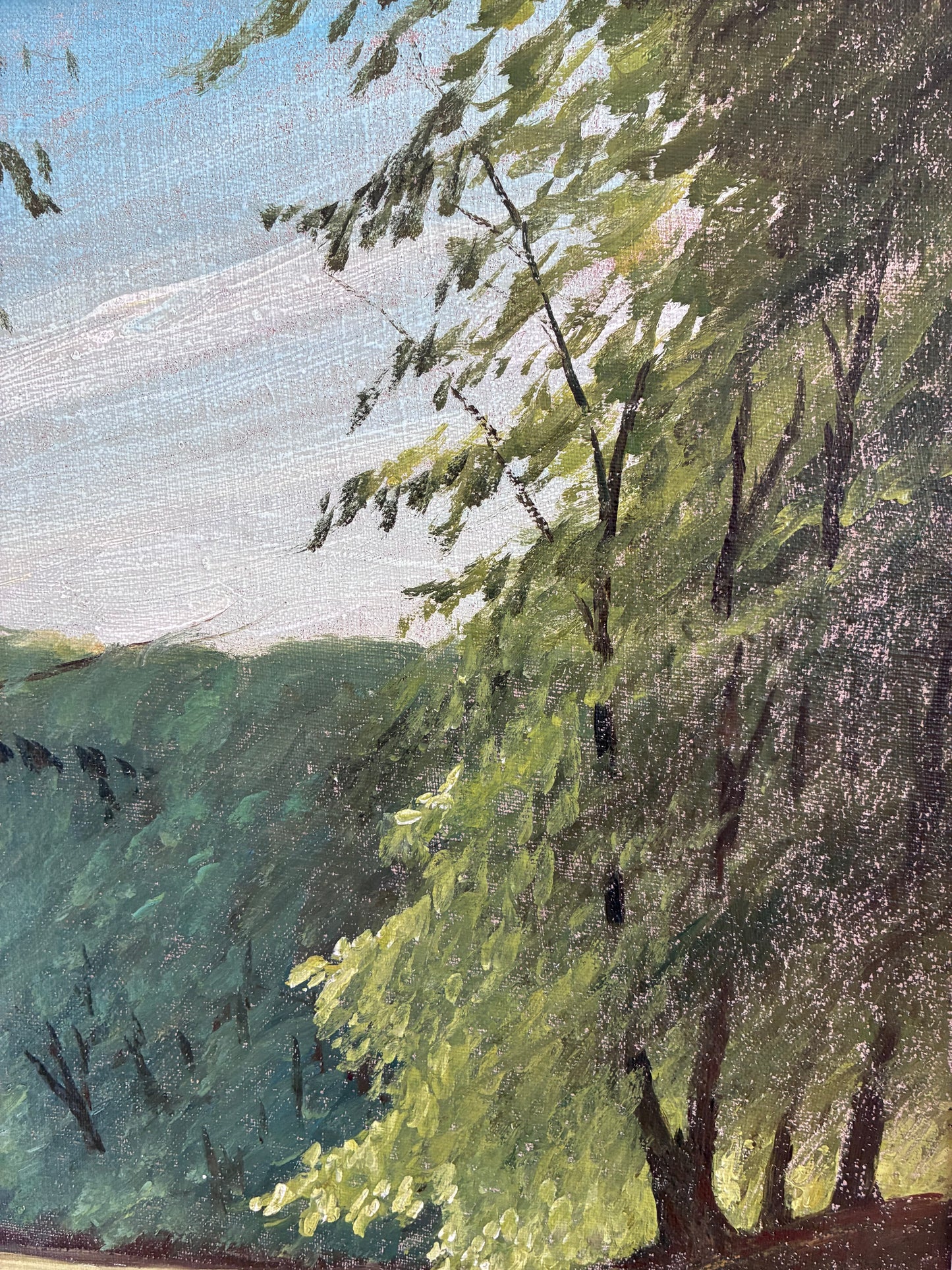 Vintage Woodland Lake Oil Painting, Forest Landscape