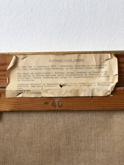 Vintage Original Oil Painting with a Cottage Interior, circa 1960