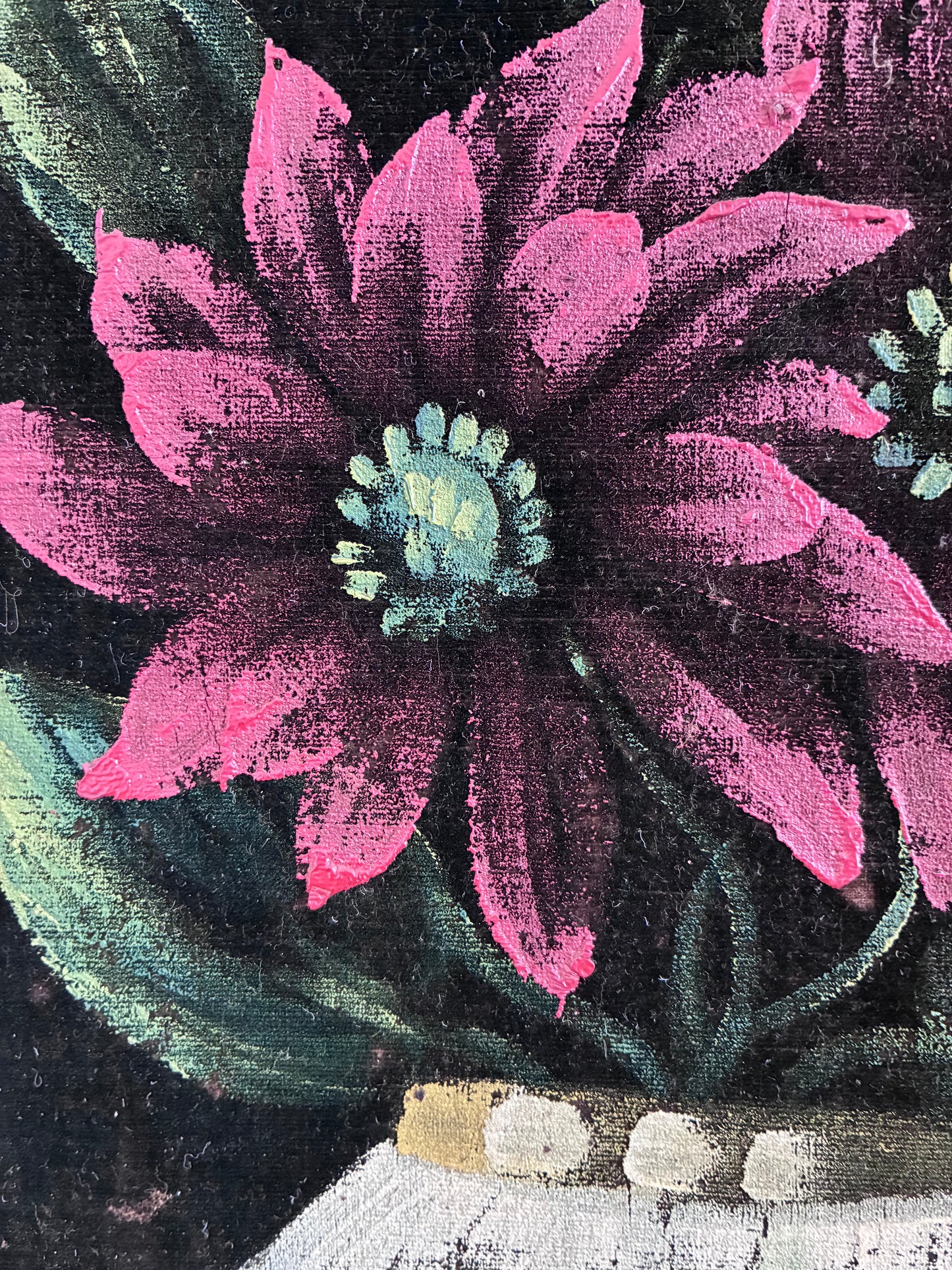 Vintage Original Velvet Flower Oil Painting Set, Pair of Framed Still Life Art