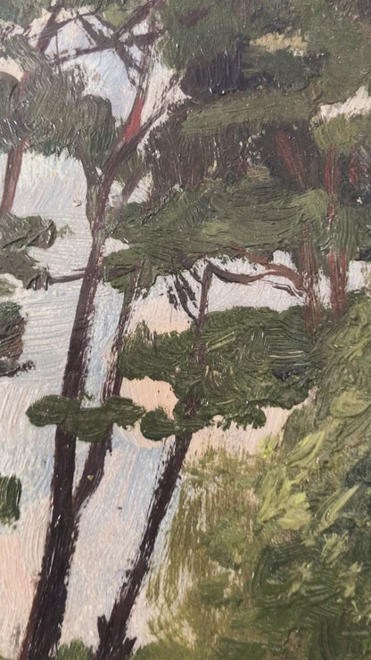 Original Vintage Nature Landscape Oil Painting, circa 1925