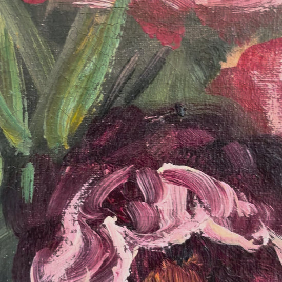 Vintage Original Floral Oil Painting, Signed Flower Art video
