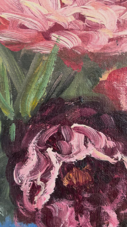 Vintage Original Floral Oil Painting, Signed Flower Art video