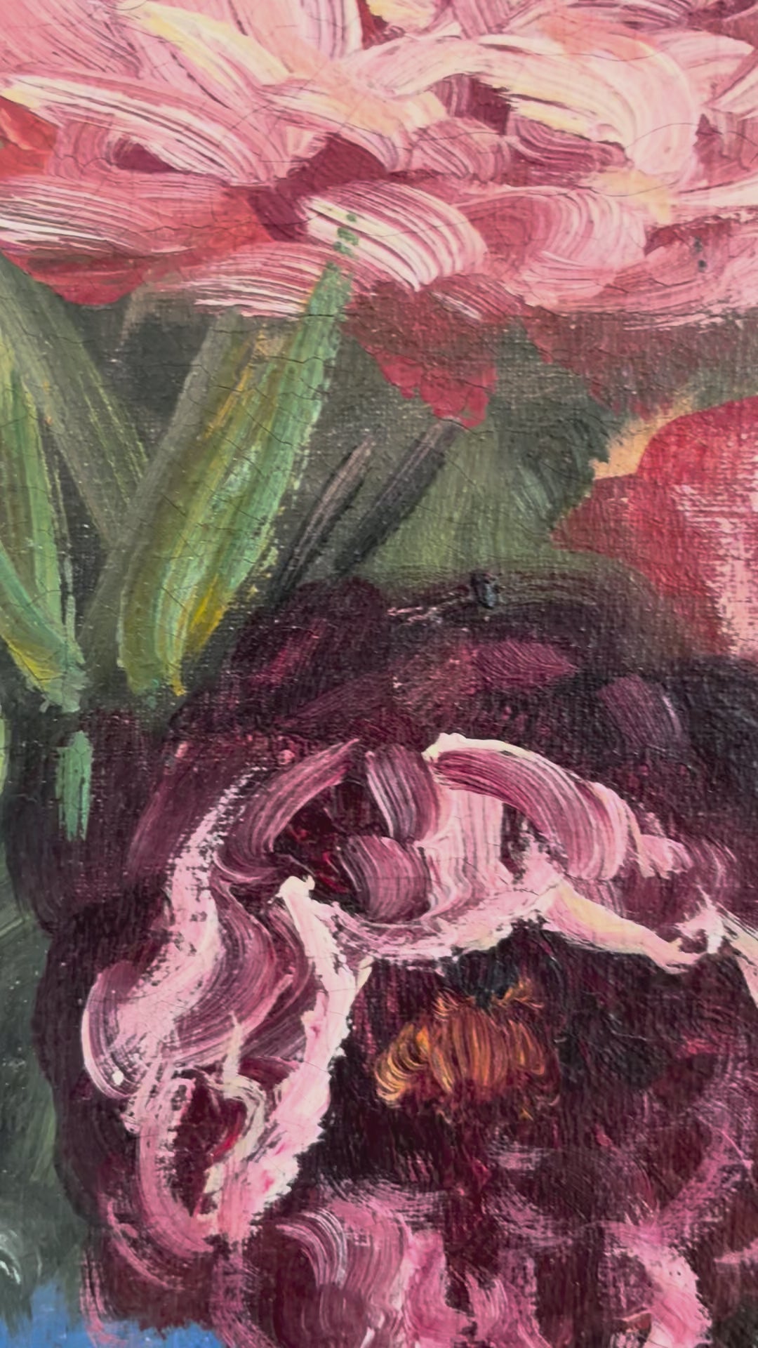 Vintage Original Floral Oil Painting, Signed Flower Art video