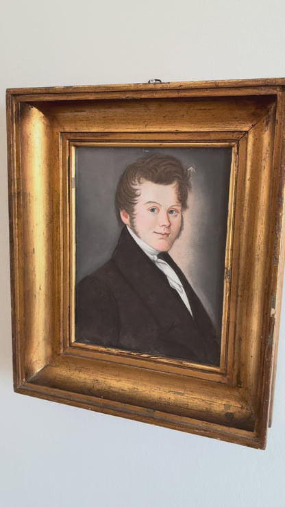 Antique Portrait Pastel Painting of a Gentleman, c. 1830