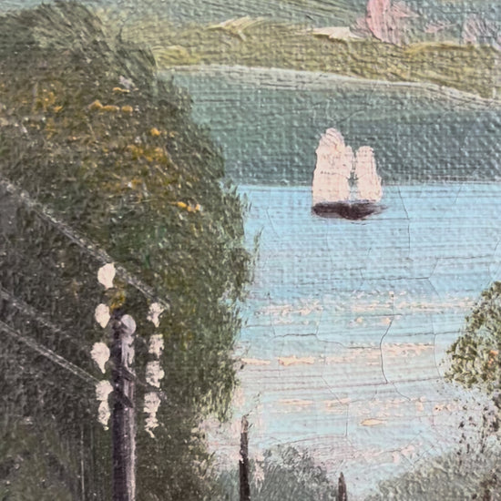 Vintage Original Coastal Landscape Oil Painting, Signed Seaside Art, video