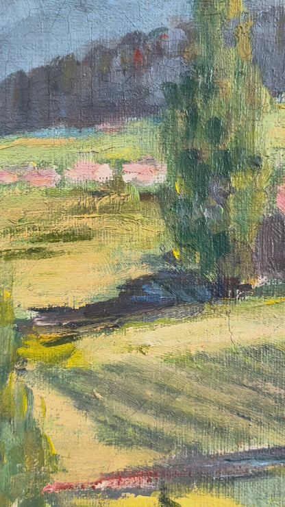 Vintage Original Landscape Oil Painting, Countryside Art